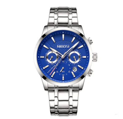 Stylish Men's Black Gold Steel Sports Watch with 3 Eyes